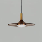 Walnut Wood Dish Pendant Light - Image 6