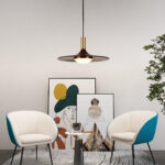 Walnut Wood Dish Pendant Light - Image 3